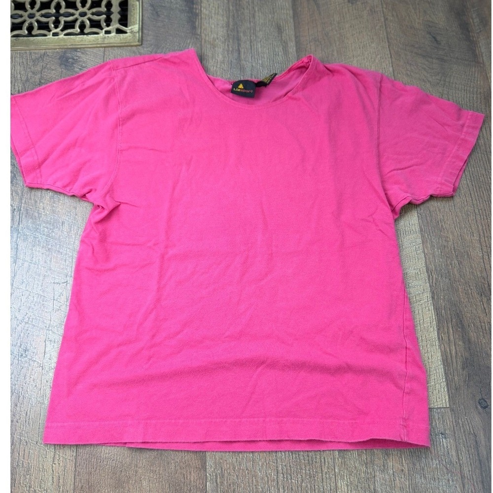 Liz Sport Vintage 90s Hot Pink Short Sleeve Tee Women's Size Large USA